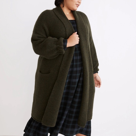 Madewell Plus Glenridge Shawl-Collar Sweater-Coat in grey/cream - Picture 2 of 3